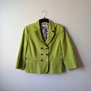 Tahari ASL Lime Green Double Breasted Blazer Size 14